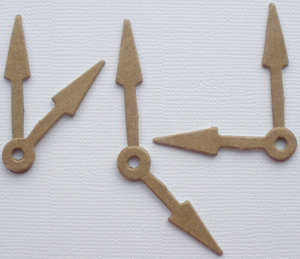 {12} *SHORT CLOCK HANDS* Small Clock Hand Chipboard Die Cuts 6 Pairs